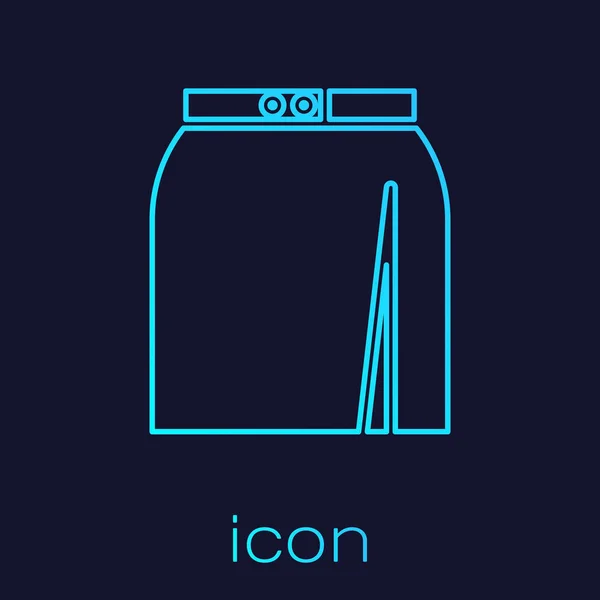 Turquoise line Skirt icon isolated on blue background. Vector Illustration — 스톡 벡터