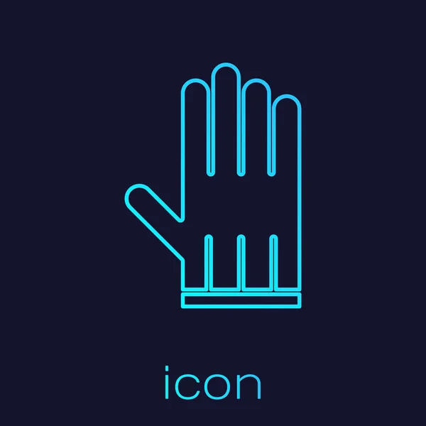 Turquoise line Leather glove icon isolated on blue background. Vector Illustration — 스톡 벡터