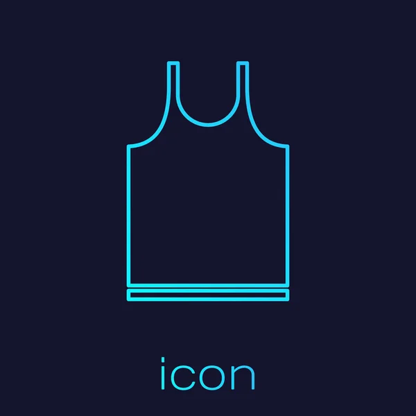 Turkoois lijn Sleeveless T-shirt icoon geïsoleerd op blauwe achtergrond. Vector Illustratie — Stockvector