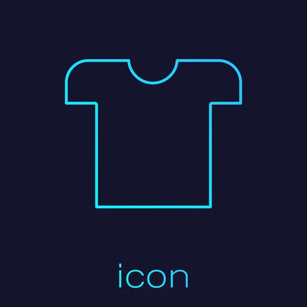 Ícone de camiseta de linha azul-turquesa isolado no fundo azul. Ilustração vetorial — Vetor de Stock