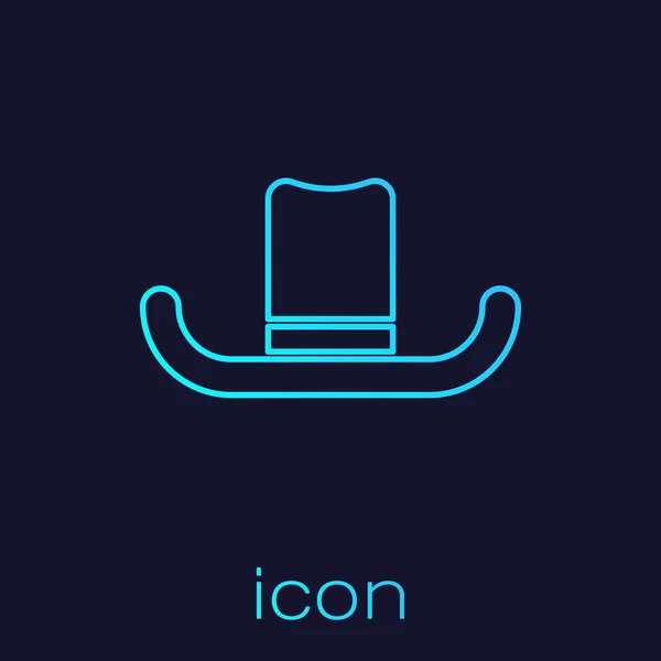 Turquoise line Man hat with ribbon icon isolated on blue background. Vector Illustration — Stock Vector