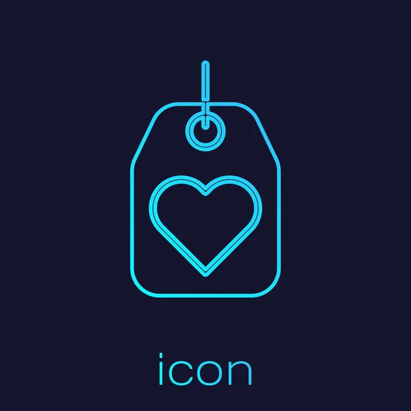Tyrkysová čára Ikona značky Heart izolovaná na modrém pozadí. Symbol lásky. Symbol Valentýna. Vektorová ilustrace — Stockový vektor