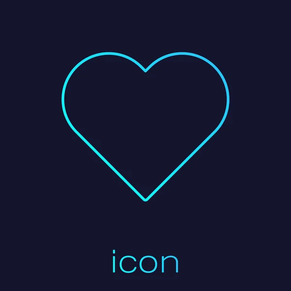 Tyrkysová čára Ikona srdce izolovaná na modrém pozadí. Romantický symbol spojený, spojený, vášeň a svatba. Symbol Valentýna. Vektorová ilustrace — Stockový vektor