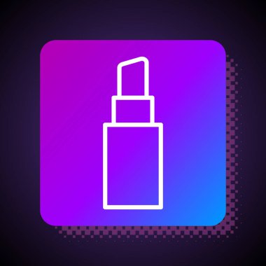 Siyah arkaplanda beyaz çizgi ruj simgesi izole edildi. Kare renk düğmesi. Vektör İllüstrasyonu