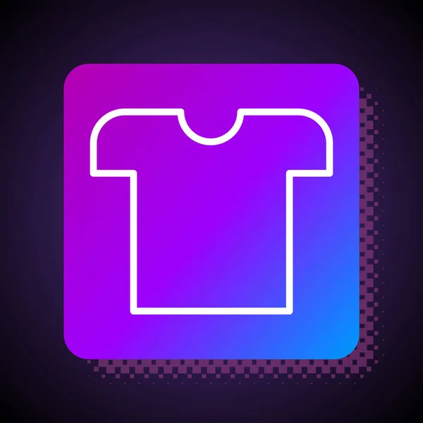 White line T-shirt icon isolated on black background. Square color button. Vector Illustration — 스톡 벡터