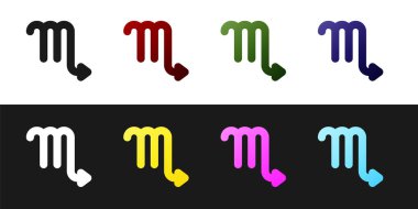 Akrep burcu simgesini siyah beyaz arkaplanda izole et. Astrolojik yıldız falı koleksiyonu. Vektör İllüstrasyonu