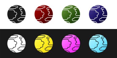 Gezegen Merkür simgesini siyah beyaz arkaplanda izole et. Vektör İllüstrasyonu