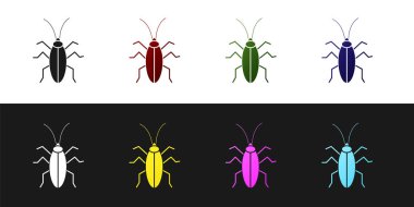 Hamamböceği simgesini siyah beyaz arkaplanda izole et. Vektör İllüstrasyonu