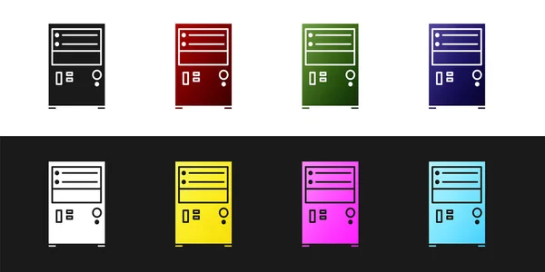 Ange dator ikon isolerad på svart och vit bakgrund. Komponentskylt. Vektor Illustration — Stock vektor