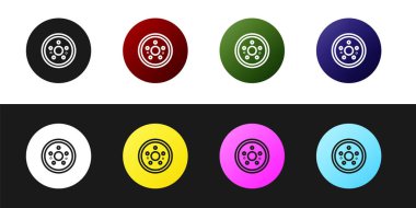 Araba fren diski simgesini siyah beyaz arkaplanda izole et. Vektör İllüstrasyonu