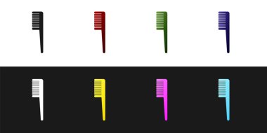 Saç fırçası simgesini siyah ve beyaz arkaplanda izole et. Taraklı saç işareti. Berber sembolü. Vektör İllüstrasyonu