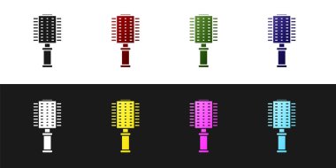 Saç fırçası simgesini siyah ve beyaz arkaplanda izole et. Taraklı saç işareti. Berber sembolü. Vektör İllüstrasyonu