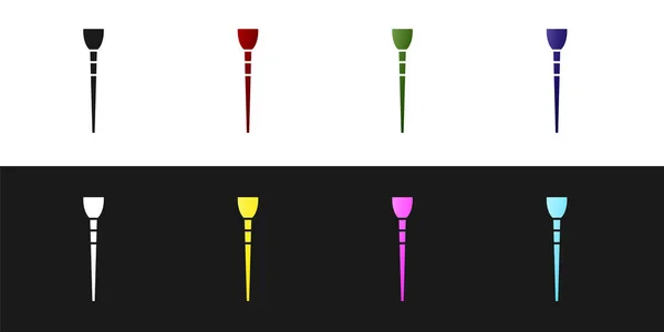 Set Make-up Pinsel Symbol isoliert auf schwarzem und weißem Hintergrund. Vektorillustration — Stockvektor