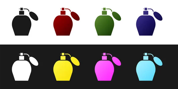 Set Icono de perfume aislado sobre fondo blanco y negro. Ilustración vectorial — Vector de stock