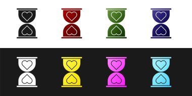 Set Heart in the center old hourglass icon isolated on black and white background. Valentines day. Vector Illustration vector Set Heart in the center old hourglass icon isolated on black and white background. Valentines day. Vector Illustration vector