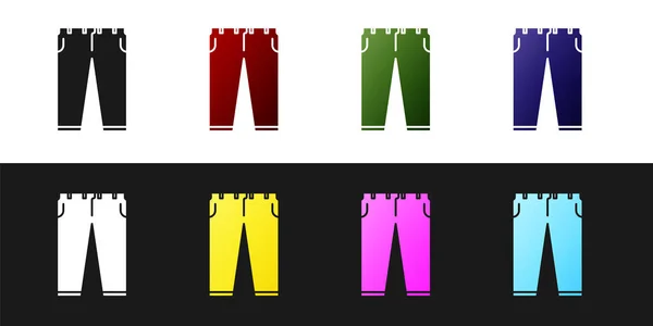 Conjunto de pantalones icono aislado sobre fondo blanco y negro. Ilustración vectorial — Vector de stock