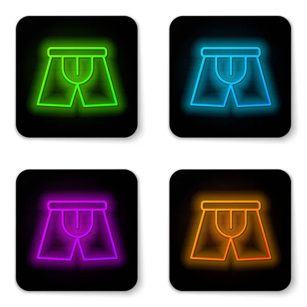 Glowing neon line Men underpants icon isolated on white background. Man underwear. Black square button. Vector Illustration — Stock Vector