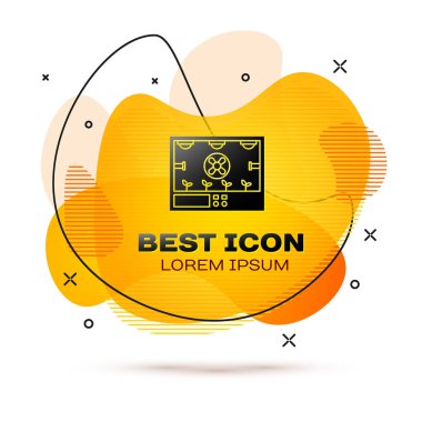 Siyah Akıllı tarım teknolojisi - çiftlik otomasyon sistemi simgesi beyaz arka planda izole edildi. Sıvı şekilli soyut pankart. Vektör İllüstrasyonu