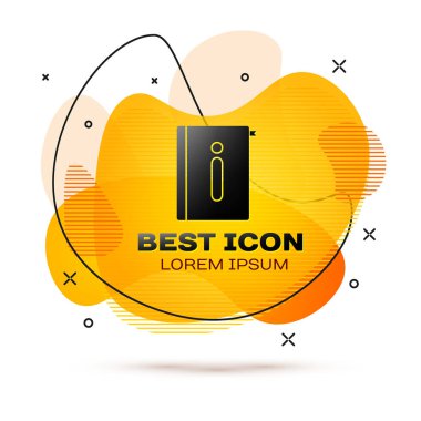 Siyah Kullanıcı elle simgesi beyaz arkaplanda izole edildi. Kullanıcı rehberi kitabı. Talimat işareti. Kullanmadan önce oku. Sıvı şekilli soyut pankart. Vektör İllüstrasyonu