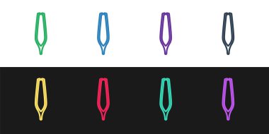 Kaş cımbızı simgesini siyah beyaz arkaplanda izole et. Saçlar için kozmetik cımbız. Vektör İllüstrasyonu