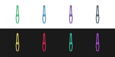 Siyah ve beyaz arkaplanda tırnak dosya simgesini ayarla. Manikür aleti. Vektör İllüstrasyonu