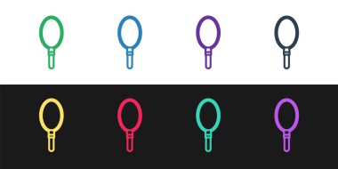 El aynası simgesini siyah beyaz arkaplanda ayır. Vektör İllüstrasyonu