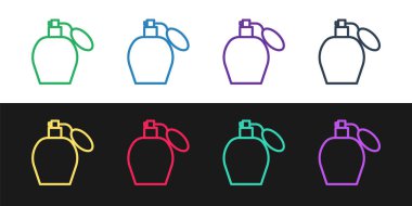 Parfüm simgesini siyah beyaz arkaplanda ayır. Vektör İllüstrasyonu