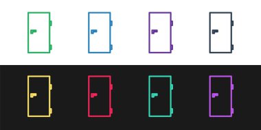 Satır kapalı kapı simgesi siyah beyaz arkaplanda izole edildi. Vektör İllüstrasyonu