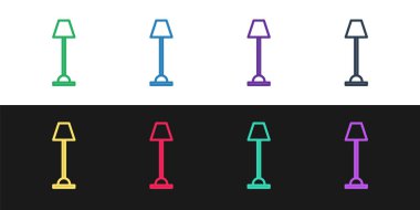 Satır lambası simgesini siyah ve beyaz arkaplanda izole et. Vektör İllüstrasyonu