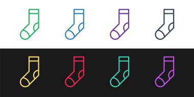 Çorap simgesini siyah beyaz arkaplanda ayır. Vektör İllüstrasyonu