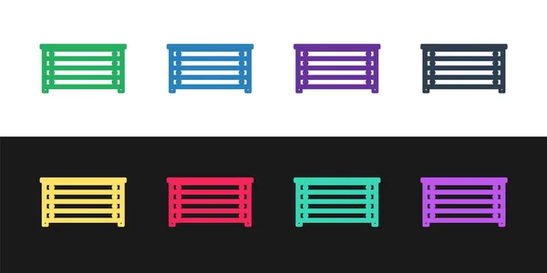 Definir linha Caixa de gavetas ícone isolado no fundo preto e branco. Ilustração vetorial — Vetor de Stock
