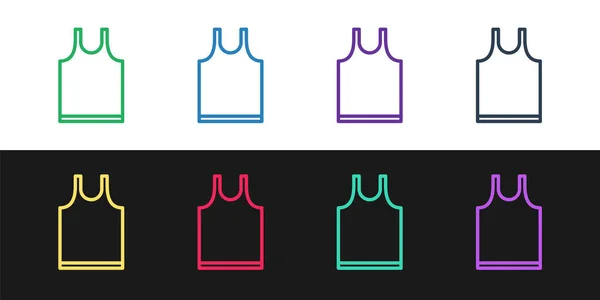 Set line Sleeveless T-shirt icon isolated on black and white background. Vector Illustration — ストックベクタ