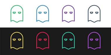 Çizgi İnfaz Maskesi simgesi siyah ve beyaz arkaplanda izole edildi. Cellat, işkenceci, uygulayıcı, işkenceci, kasap, cellat ikonu. Vektör İllüstrasyonu