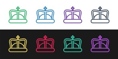 King Crown simgesini siyah beyaz arkaplanda izole et. Vektör İllüstrasyonu