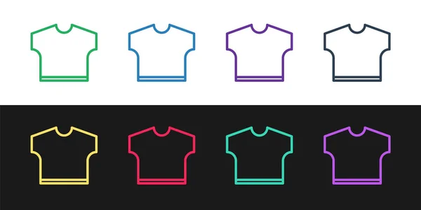 Set line T-shirt icon isolated on black and white background. Vector Illustration — ストックベクタ