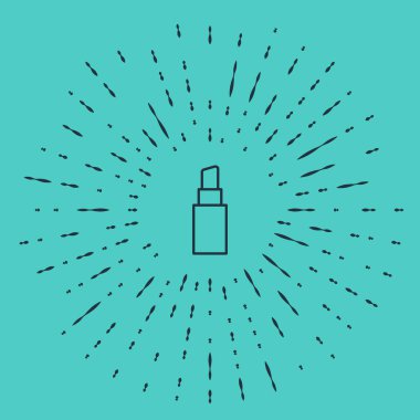 Yeşil arkaplanda siyah çizgi ruj simgesi izole edildi. Soyut çember rastgele noktalar. Vektör İllüstrasyonu