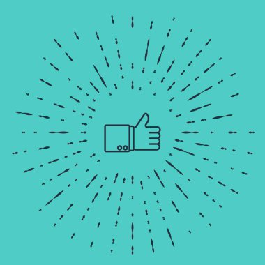 Siyah çizgili el başparmağı yeşil arka planda izole edilmiş bir simge. Soyut çember rastgele noktalar. Vektör İllüstrasyonu