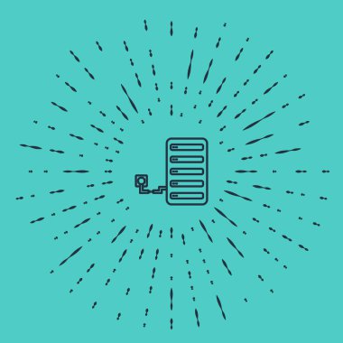 Yeşil arkaplanda siyah çizgi sunucusu simgesi izole edildi. Uygulama, servis konsepti, ayar seçenekleri, bakım, onarım, onarım. Soyut çember rastgele noktalar. Vektör İllüstrasyonu