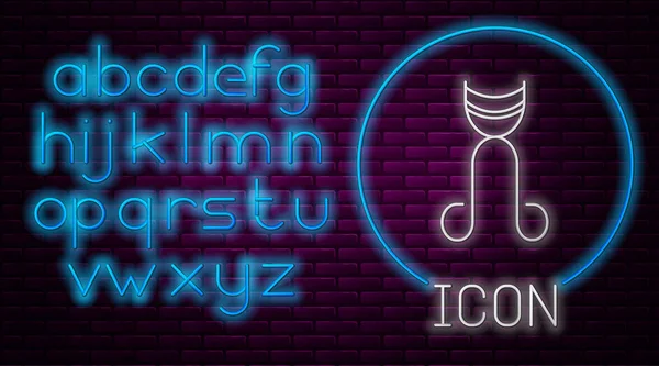 Ragyogó neon vonal Szempilla curler ikon elszigetelt téglafal háttér. Smink eszköz jel. Neonfény ábécé. Vektorillusztráció — Stock Vector