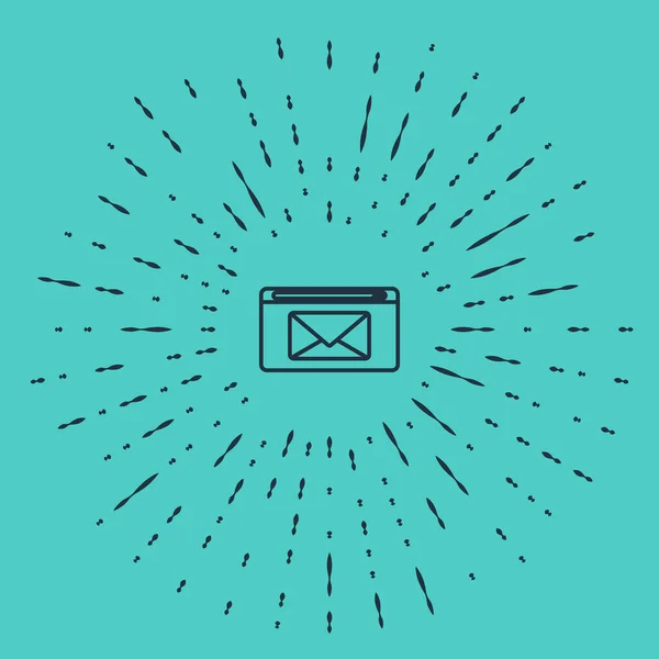 Black Line Mail und E-Mail Icon isoliert auf grünem Hintergrund. Umschlag-Symbol E-Mail. E-Mail-Zeichen. abstrakte Kreis zufällige Punkte. Vektorillustration — Stockvektor