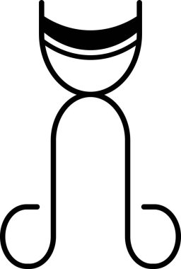 Siyah kirpik bigudi simgesi beyaz arkaplanda izole edilmiş. Makyaj aleti işareti. Vektör İllüstrasyonu