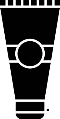 Beyaz arka planda siyah krem ya da losyon kozmetik tüp ikonu var. Erkekler için vücut bakım ürünleri. Vektör İllüstrasyonu