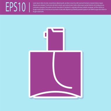 Turkuaz arka planda izole edilmiş mor parfüm ikonu. Vektör İllüstrasyonu