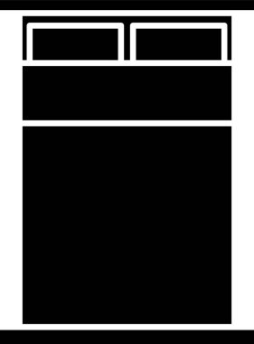 Beyaz arka planda iki ya da bir kişi için siyah büyük yatak. Vektör İllüstrasyonu