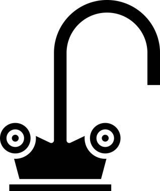 Siyah su musluğu simgesi beyaz arkaplanda izole edildi. Vektör İllüstrasyonu