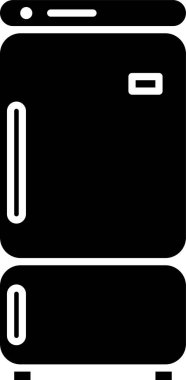 Siyah Buzdolabı simgesi beyaz arkaplanda izole edildi. Buzdolabı buzdolabı. Ev aletleri ve aletler. Vektör İllüstrasyonu