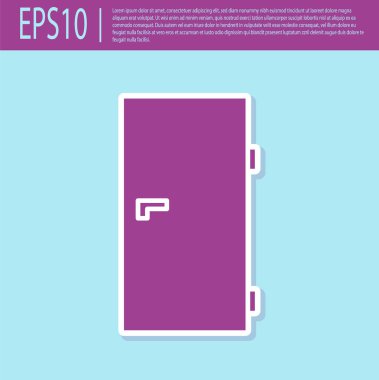 Retro mor kapalı kapı simgesi turkuaz arka planda izole edildi. Vektör İllüstrasyonu