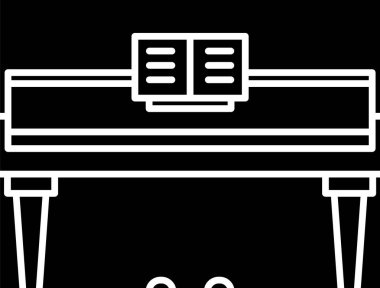 Siyah Kuyruklu piyano simgesi beyaz arka plan üzerinde izole. Enstrüman. Vektör İllüstrasyonu