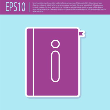 Retro mor Kullanıcı elle simgesi turkuaz arka planda izole edildi. Kullanıcı rehberi kitabı. Talimat işareti. Kullanmadan önce oku. Vektör İllüstrasyonu