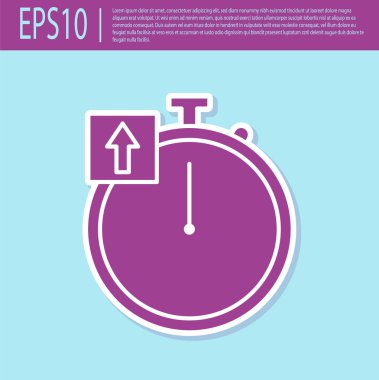 Retro mor Kronometre simgesi turkuaz arka plan üzerinde izole. Zaman layıcı işareti. Kronometre işareti. Vektör İllüstrasyonu